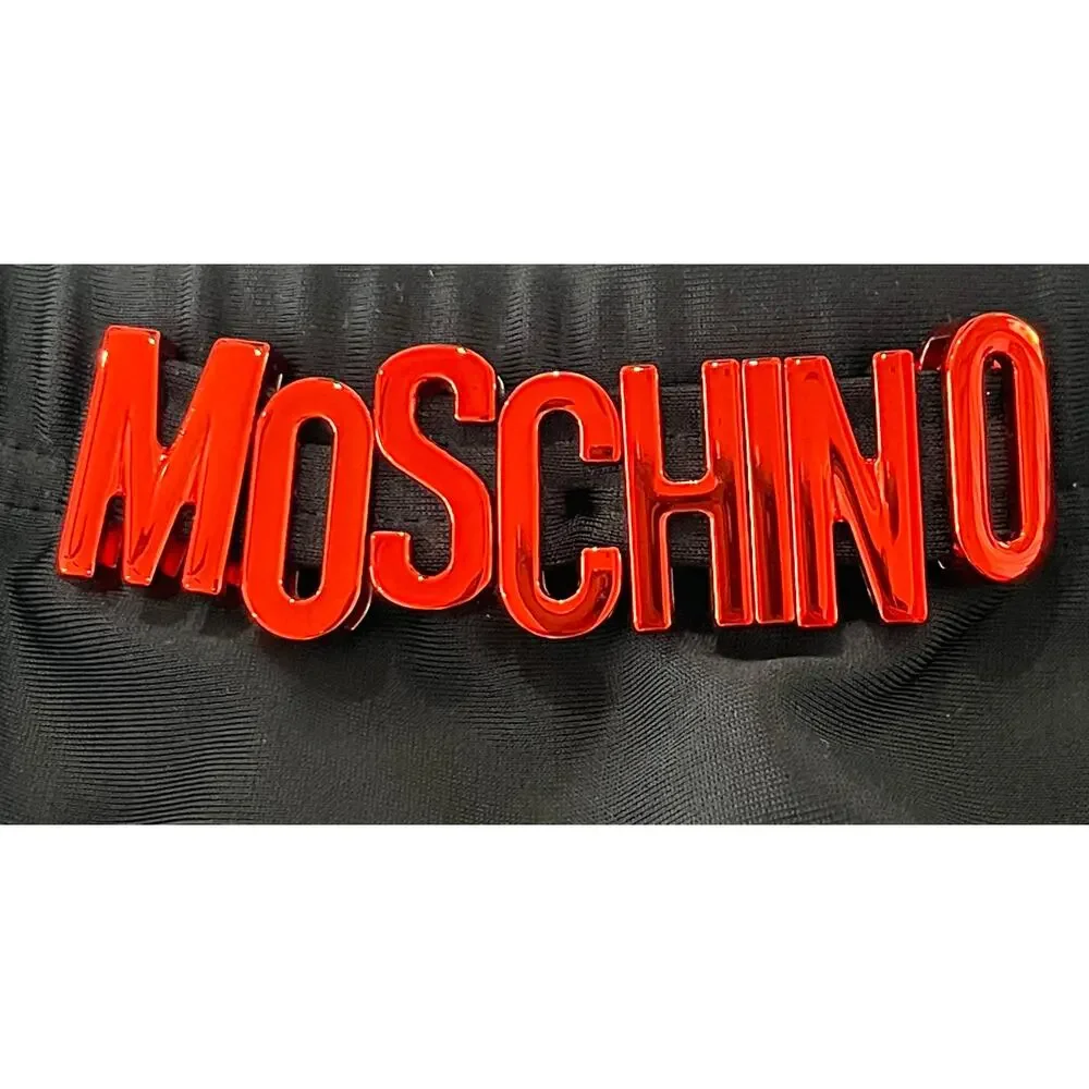 5-6 MOSCHINO Men's NWT Swimsuit Brief Speedo Metal Logo Black/Red Size Medium
